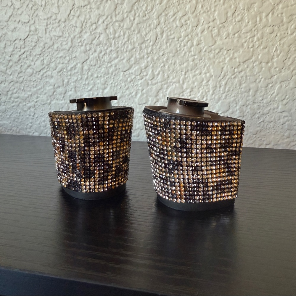 Pashion Footwear Glittering Black and Gold Heels